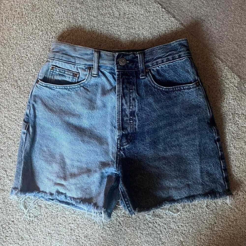 Two-Tone Denim Shorts